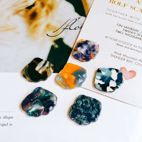 DIY Jewelry Making Acetate Resin Pendants Marbled Scalloped Fan Shape For Earrings Necklaces Accessories Handcrafted Materials