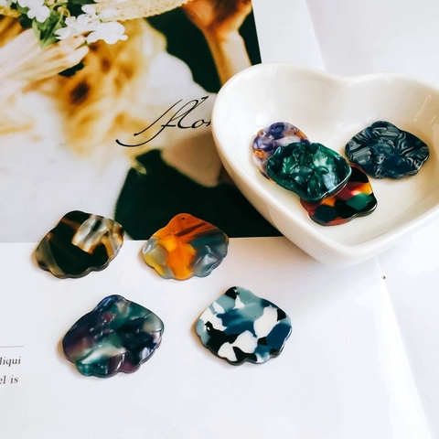DIY Jewelry Making Acetate Resin Pendants Marbled Scalloped Fan Shape For Earrings Necklaces Accessories Handcrafted Materials