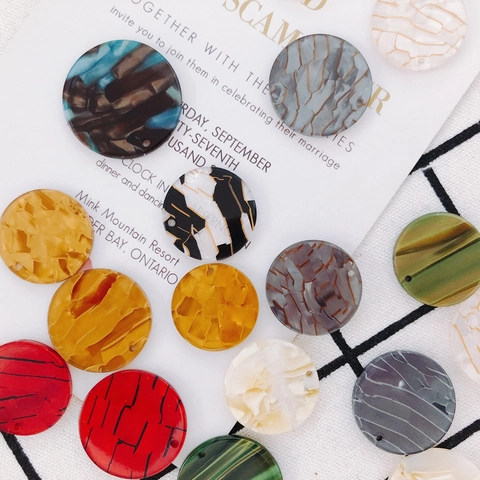 DIY Round Acetate Resin Pendants For Jewelry Making Marbled Texture Acrylic Flat Charms For Earring Necklace Accessories