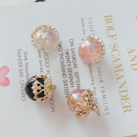 Alloy Glass Rhinestone Artificial Pearl Pendants Round Acorn Crown Shapes For DIY Jewelry Earrings Necklaces Craft Supplies