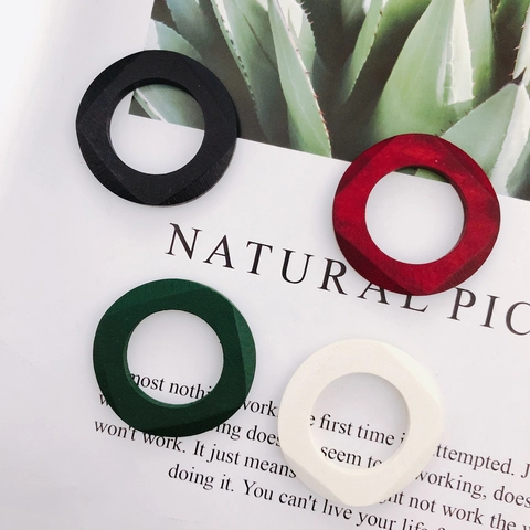 Geometric Faceted Wooden Ring Pendants For DIY Jewelry Making Earring Necklace Accessories Handcrafted Minimalist Style Women Gift