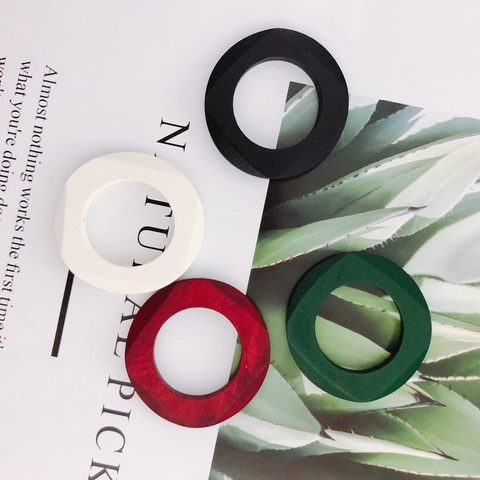 Geometric Faceted Wooden Ring Pendants For DIY Jewelry Making Earring Necklace Accessories Handcrafted Minimalist Style Women Gift