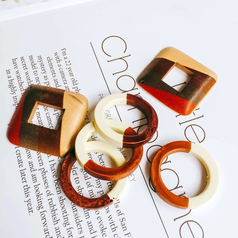 Geometric Color Block Wood Pendants For DIY Earring Jewelry Making Vintage Minimalist Wooden Charms For Women Accessories