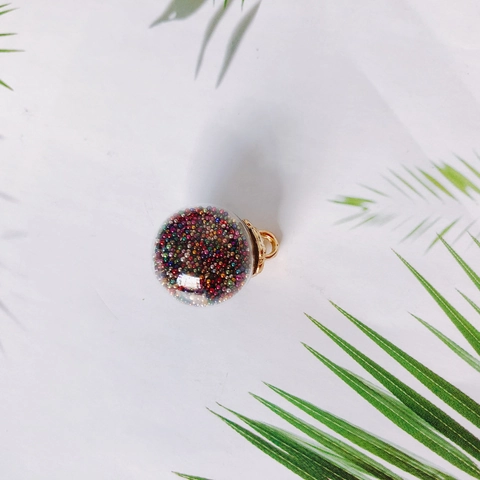 DIY Jewelry Making Transparent Glass Ball Pendant With Colorful Quicksand Micro Beads Alloy Gold Plated Hook Earring Accessories