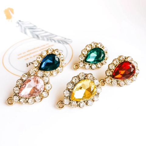 Alloy Water Drop Gemstone Pendants Rhinestone Charms For DIY Jewelry Making Necklace Earring Making Elegant Women Gift