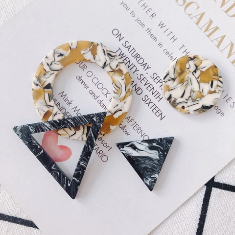 DIY Schmuckzubehör Acetat Harz Marmortextur Geometrisch Rund Dreieck Hohl Charms Zubehör Für Ohrringe Herstellung