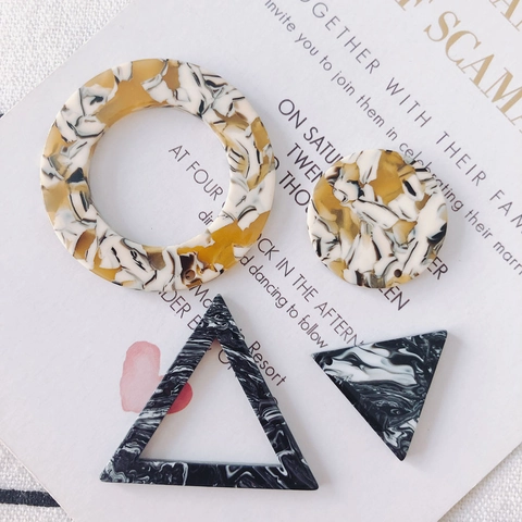 DIY Schmuckzubehör Acetat Harz Marmortextur Geometrisch Rund Dreieck Hohl Charms Zubehör Für Ohrringe Herstellung
