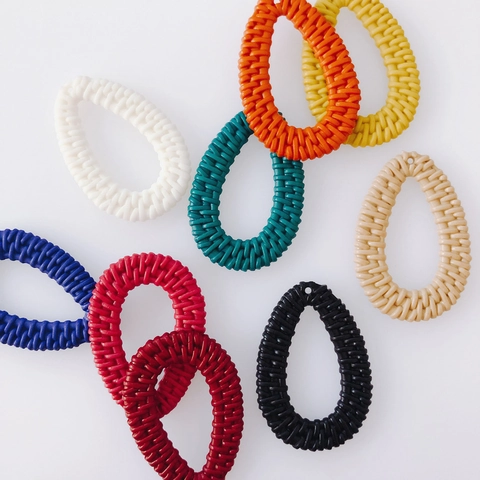 Hollow Woven Teardrop Pendants Plastic Resin Faux Rattan Earring Components DIY Jewelry Making Finding Charms Pendants
