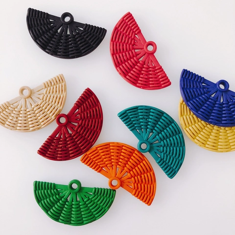 Pendentifs en Résine Forme d'Éventail Texture Tissée pour Création de Bijoux DIY Boucles d'Oreilles Collier Style Ethnique
