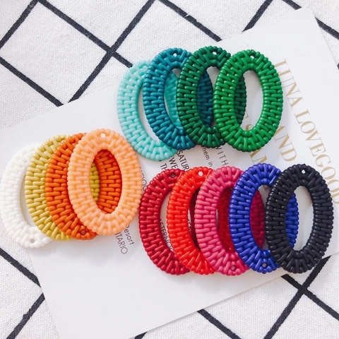 DIY Schmuckherstellung Zubehör Imitat Rattan Gewebe Oval Ohrring Anhänger Harz Kunststoff Für Urlaub Stil Schmuck