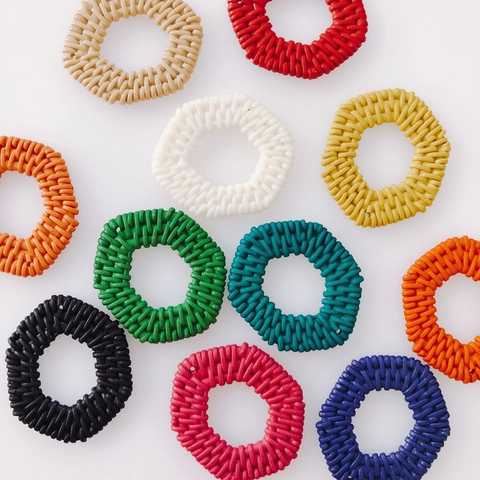 Ciondoli per Orecchini Ovali Geometrici Intrecciati in Plastica Imitazione Rattan per Creazione Gioielli Fai da Te Accessori per Orecchini Colorati Minimalista Bohemian
