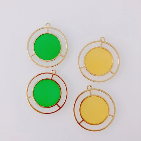 DIY Jewelry Accessory Alloy Enamel Geometric Circle Pendant For Earring Necklace Bracelet Making Gold Plated Charms