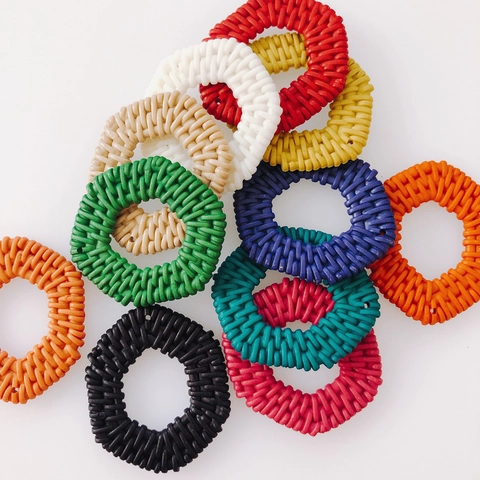 Ciondoli per Orecchini Ovali Geometrici Intrecciati in Plastica Imitazione Rattan per Creazione Gioielli Fai da Te Accessori per Orecchini Colorati Minimalista Bohemian