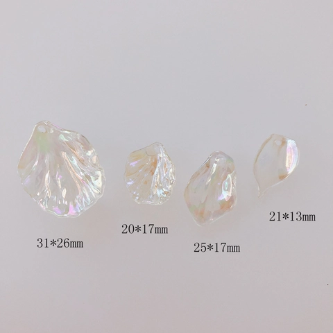 Iridescent Resin Petal Shell Charms For DIY Earring Jewelry Making Accessories AB Coating Transparent Acrylic Leaf Pendant Craft Supplies