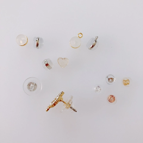 DIY Jewelry Findings Set 18K Gold Plated Copper Silicone Earring Backs Round Heart Shape Earring Accessories For Women Jewelry Making