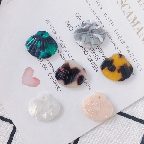 Shell Shape Resin Pendant Acetate Marble Tortoise Pattern Charm For DIY Jewelry Making Findings Earring Necklace Material