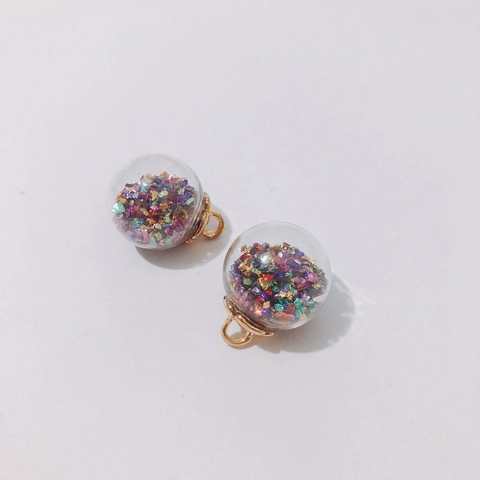 Colorful Transparent Resin Ball Pendant For Jewelry Making DIY Earring Keychain Accessory Handmade Filling Glitter Globe Charm