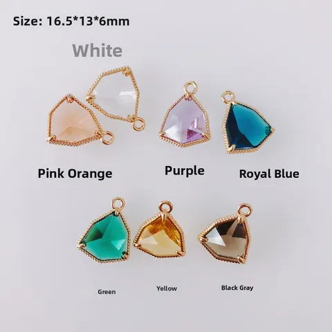 Mini Dreieck Glas Kristall Anhänger Charme Vergoldet Kupfer Kante Strass Verbinder Für DIY Ohrring Halskette Zubehör