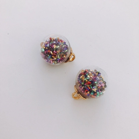 Colorful Transparent Resin Ball Pendant For Jewelry Making DIY Earring Keychain Accessory Handmade Filling Glitter Globe Charm