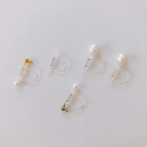 Transparent Resin Invisible Earring Converters For Non Pierced Ears With Artificial Pearl DIY Spring Clip Earring Findings Accessory