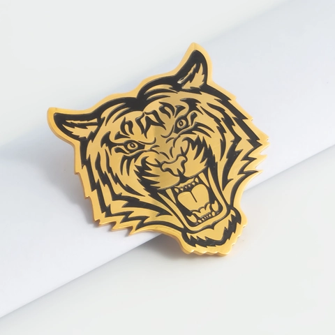 Roestvrij Staal 18K Goud Vergulde Tijgerkop Brosje Voor Dames Heren Emaille Brullende Tijger Dier Reversspeld Mode Sieraden Decor
