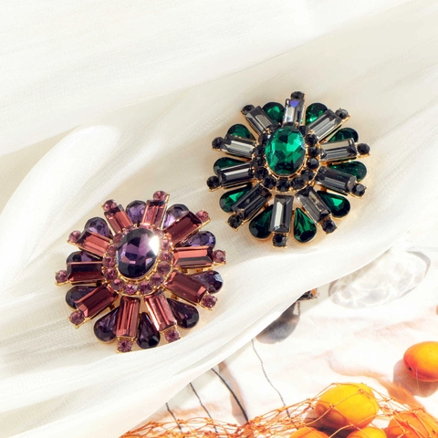 Broche de Flor de Aleación Vintage de Lujo Con Diamantes de Imitación Cristal Incrustado Joyería de Ramo Floral Para Mujer Boda Banquete Fiesta Regalo