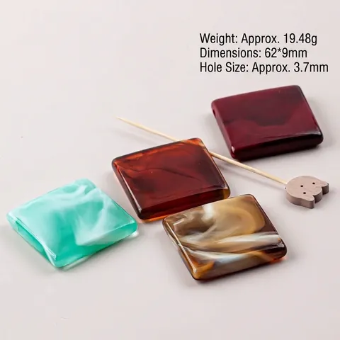Vintage Marble Pattern Resin Square Beads DIY Jewelry Accessories Blooming Large Hole Beads Clothing Buckle Accessories
