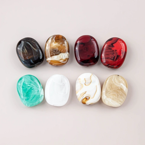 Large Hole Oval Resin Beads Marble Pattern Smudged Flat Beads For DIY Bracelet Necklace Craft Decoration Jewelry Making Accessories