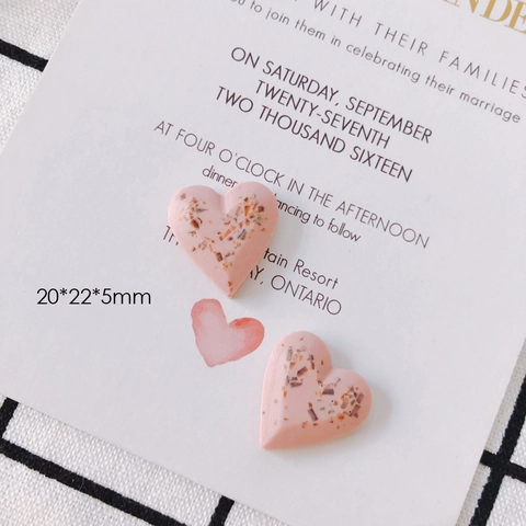 Handmade Resin Heart Shaped Pendants Pink Gold Foil Inlaid Jewelry Making Charms Minimalist Romantic Earrings Accessories