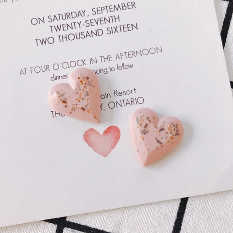 Handmade Resin Heart Shaped Pendants Pink Gold Foil Inlaid Jewelry Making Charms Minimalist Romantic Earrings Accessories