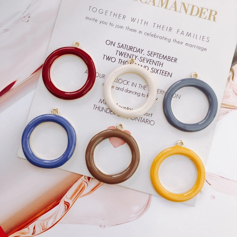 DIY Legierung Emaille Runde Anhänger Charms Für Ohrringe Halsketten Schmuckherstellung Zubehör Bunte Geometrische Kreis Charms