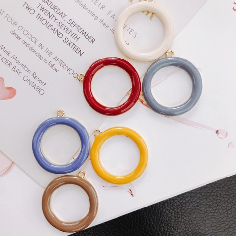 DIY Legierung Emaille Runde Anhänger Charms Für Ohrringe Halsketten Schmuckherstellung Zubehör Bunte Geometrische Kreis Charms