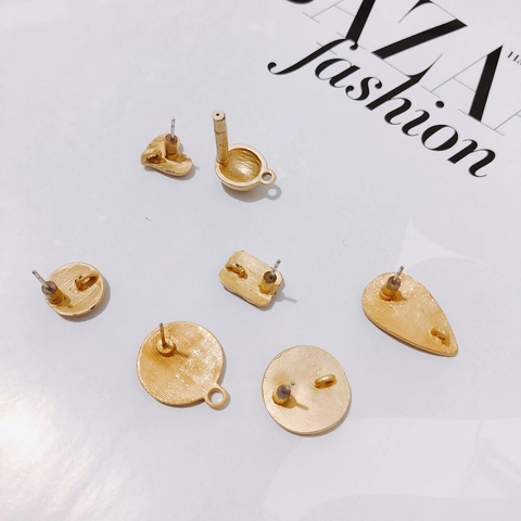 Minimalist Matte Gold Alloy Earring Posts Geometric Heart Round Shape DIY Earring Findings Jewelry Making Accessories