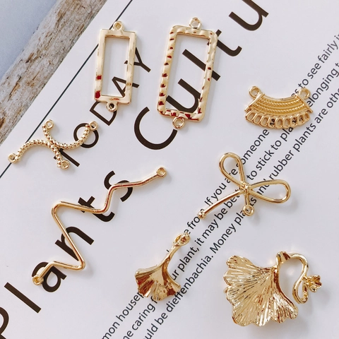 DIY Legering Vergulde Geometrische Sieraden Hangers Ginkgoblad Strik Charms Voor Oorbellen Ketting Maken Accessoires