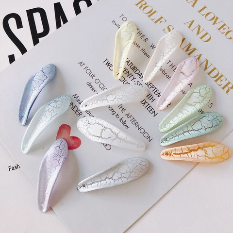 DIY Jewelry Accessories Multicolor Crackle Pattern Plastic Resin Leaf Water Drop Pendants For Handmade Earrings Necklaces