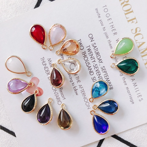 Teardrop Glass Crystal Pendant Faceted Alloy Gold Wrapped Edge DIY Jewelry Accessories For Necklace Bracelet Making Women Gift