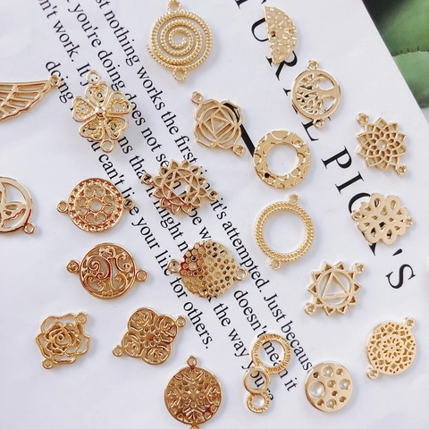 Alloy Hollow Mandala Tree Of Life Butterfly Feather Charms Gold Plated Connectors For DIY Jewelry Making Pendants
