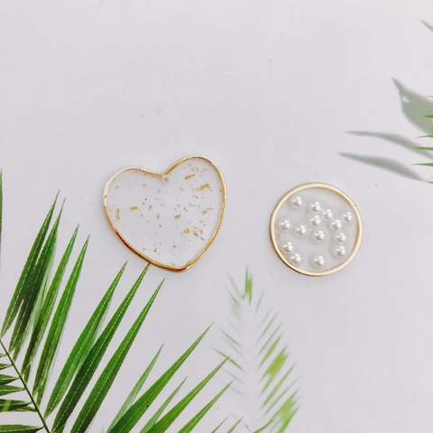 Resin Heart Gold Foil Charms Artificial Pearl Round Pendants For Jewelry Making DIY Earrings Necklaces Accessories Women Jewelry