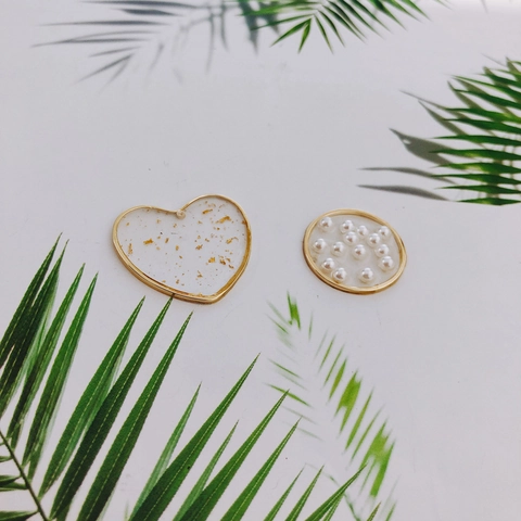 Resin Heart Gold Foil Charms Artificial Pearl Round Pendants For Jewelry Making DIY Earrings Necklaces Accessories Women Jewelry
