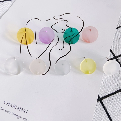Simple Round Resin Stud Earrings For Women Translucent Geometric Colorful Jewelry Accessories Handmade DIY Earrings