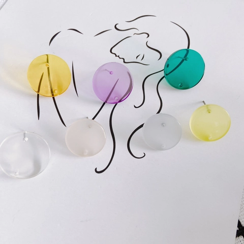 Simple Round Resin Stud Earrings For Women Translucent Geometric Colorful Jewelry Accessories Handmade DIY Earrings