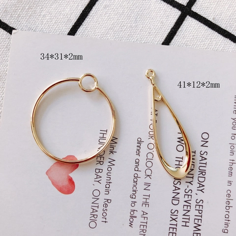 DIY Alloy Electroplated Minimalist Geometric Circle Teardrop Earring Accessories Hollow Pendant For Jewelry Making Finding