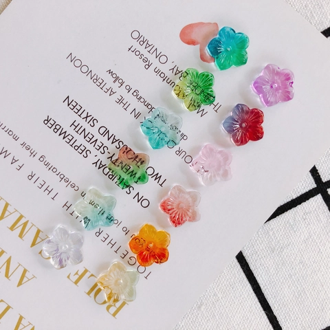 DIY Flower Shaped Acrylic Beads Gradient Color Floral Beads With Hole For Earring Necklace Jewelry Making Accessories