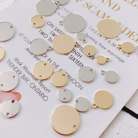 Alloy Electroplated Round Disc Pendant Charms DIY Jewelry Making Supplies Metallic Mirror Polish Flat Round Accessories