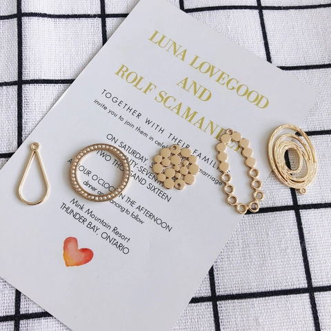DIY Jewelry Making Copper Gold Plated Pendants Geometric Teardrop Artificial Pearl Circle Oval Charms For Earrings Necklace Bracelet