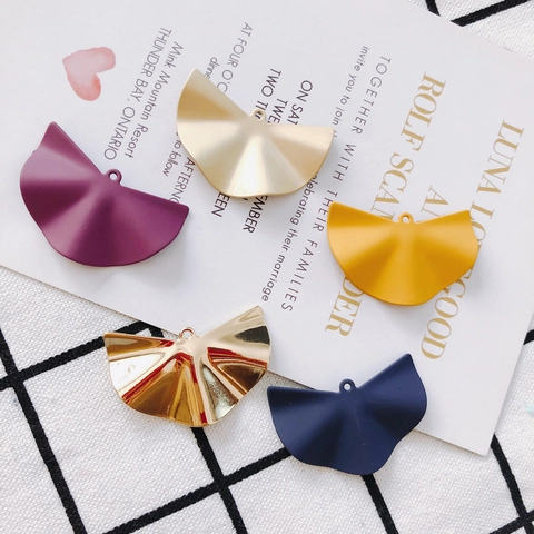 DIY Alloy Geometric Fan Shaped Pendants For Jewelry Making Matte Glossy Ginkgo Leaf Charms For Earrings Necklace DIY Accessories