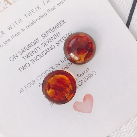 Round Glass Cabochon Tortoiseshell Pattern Amber Beads For DIY Jewelry Making Earring Pendant Accessories Retro Materials