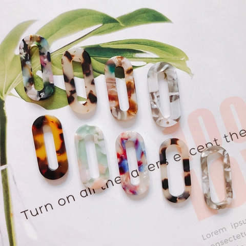 DIY Jewelry Accessories Hollow Oval Acrylic Acetate Pendants Tortoiseshell Marble Pattern For Earrings Jewelry Making Components