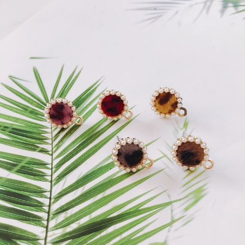 DIY Alloy Round Leopard Print Faux Fur Pendants With Imitation Artificial Pearl Beads Vintage Gold Plated Jewelry Making Accessories