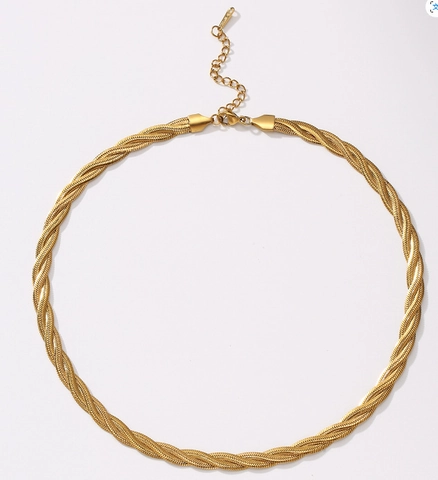 Collana a Catena a Serpente Intrecciata a Tre Fili Per Donna In Acciaio Inossidabile 304 Girocollo a Spina Di Pesce Gioielli